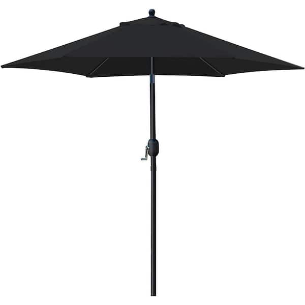 Cubilan 7.5 ft. Patio Umbrella Outdoor Table Market Umbrella with Push Button Tilt/Crank, 6 Ribs, Market Umbrella in Black