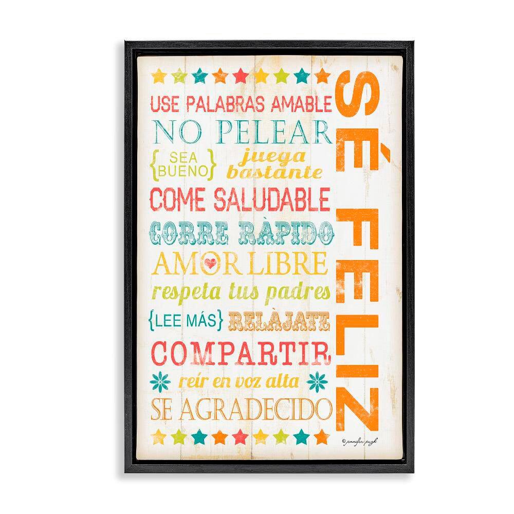 Be Happy Guide by Jennifer Pugh Black Floater Frame Typography Graphic Art Print 31 in. x 21 in. price history on PriceWatchPro