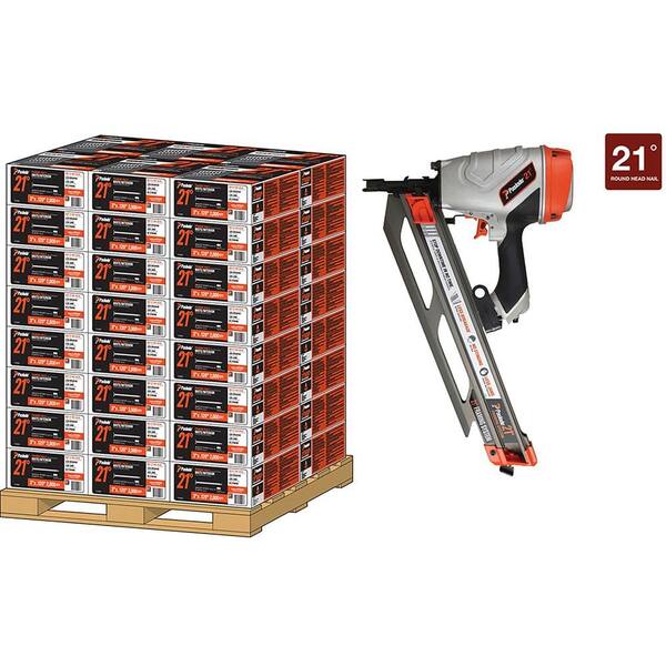 Paslode Pallet- 21D 2-3/8 in. x 113 Brite Ring Shank Plastic Collated Framing Nails with Paslode21 Nailer