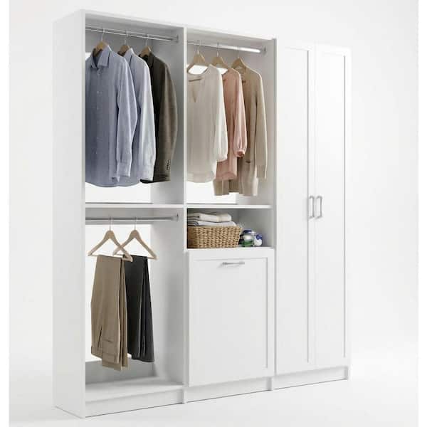 MODULAR CLOSETS Alto Laundry Room 57 in W White Shaker Double Hang