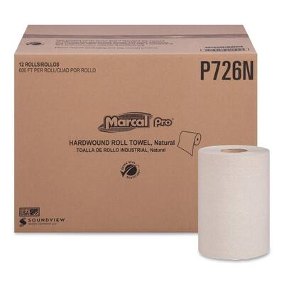 Hardwound Paper Towels, 1-Ply, 7 7/8 in. x 600ft., 12 Rolls/Pack, 12 Pack/Carton
