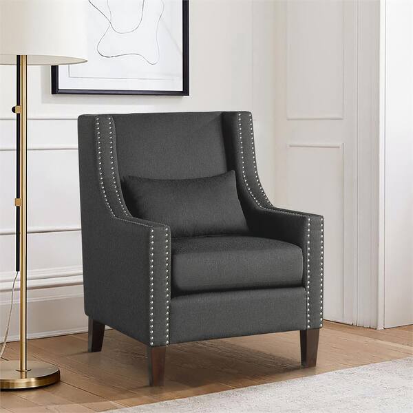 gray high back accent chair