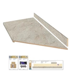 Formica 8 ft. Right Miter Laminate Countertop Kit Included in Textured Silver Quartzite with Eased Edge and Backsplash