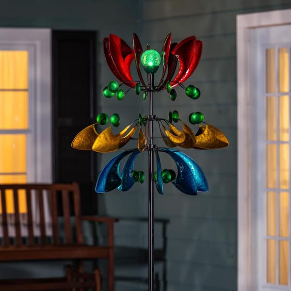 Evergreen 85 in. Colorful Metal Solar Wind Spinner WS5ZGDMET326
