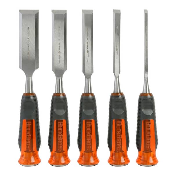Pro ¼ in. ½ in. 3/4 in. 1 in. and 1-1/4 in. Full Tang Wood Chisel Set (5-Piece)
