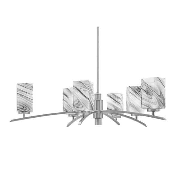 Siena 31 in. 6-Light Graphite Chandelier with 3.5 in. Onyx