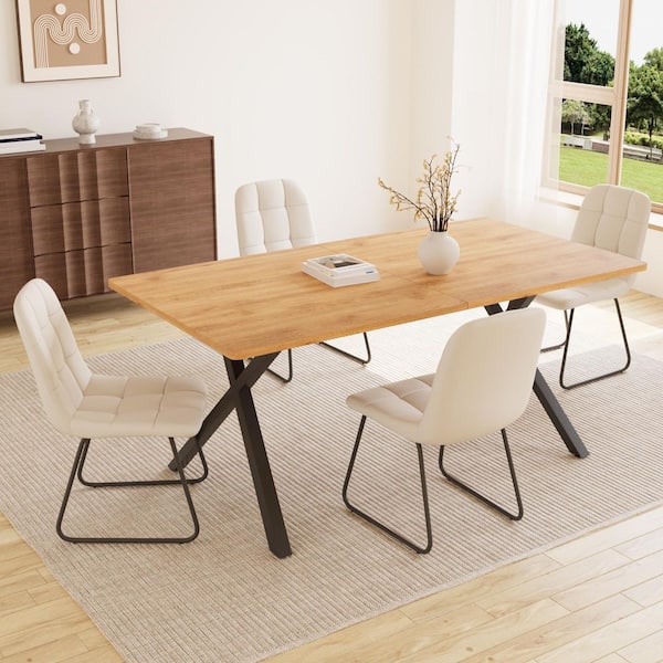 GOJANE 5-Pieces Rectangular Oak MDF Top Dining Table Set Seating 4