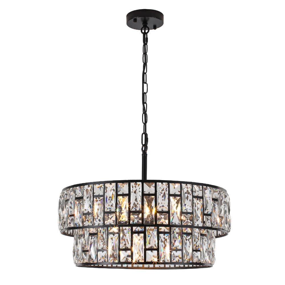 6-Light Black 2-Tier K9 Crystal Drum Chandelier for Living Room price history on PriceWatchPro