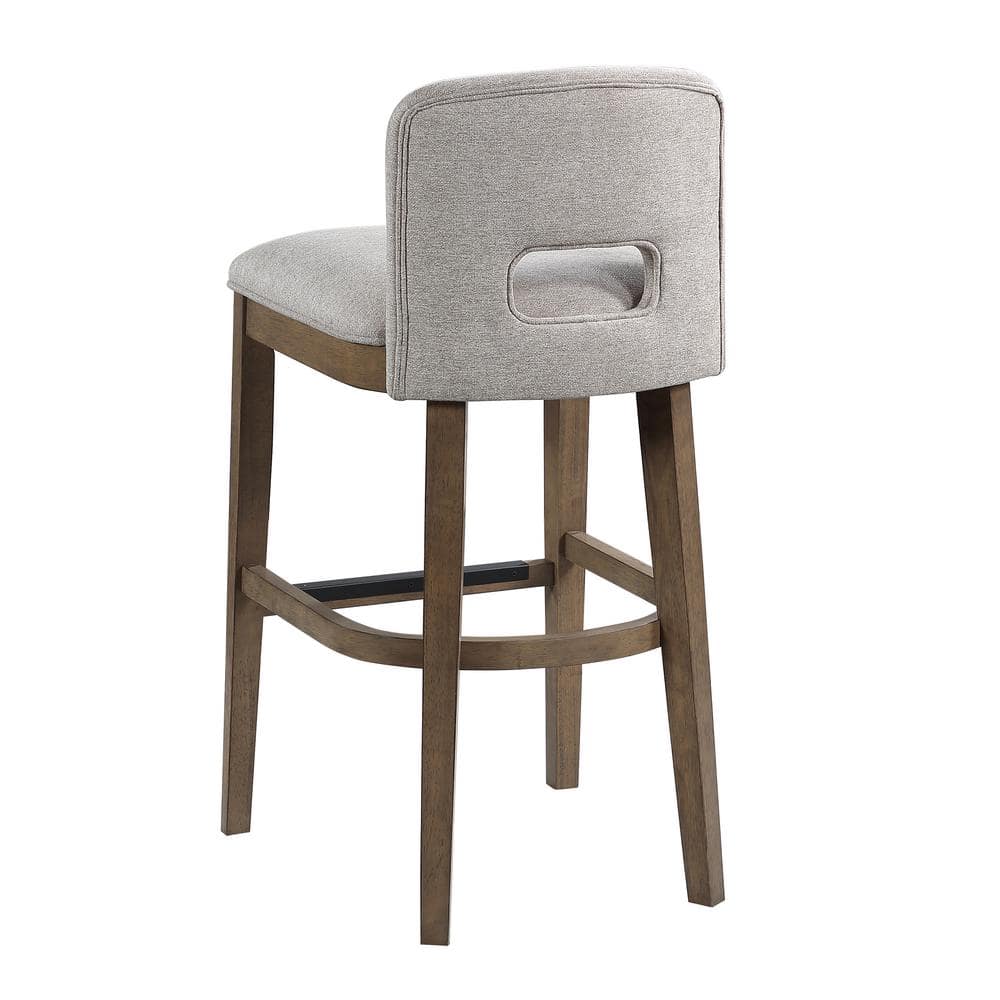 Chestnut Brown and White Upholstered Wood Bar Stool