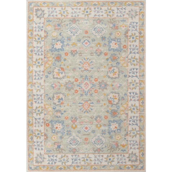 Momeni Anatolia Light Blue 5 ft. x 8 ft. Machine Made Oriental Blended Yarn Rectangle Area Rug