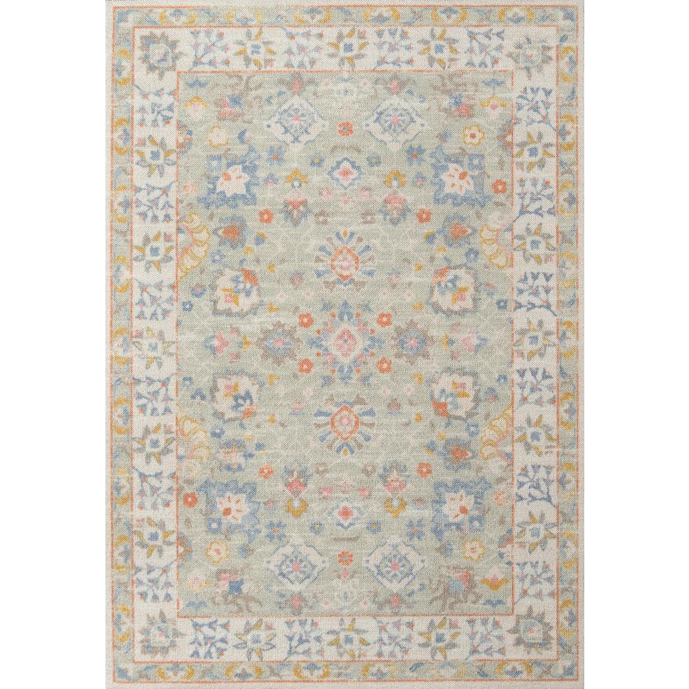 Light Blue and Beige Wool Synthetic Tufted Oriental Rug 9'9" x 12'6"