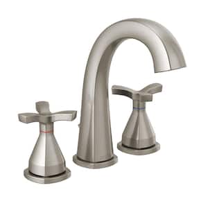 Stryke 8 in. Widespread 2-Handle Bathroom Faucet with Metal Drain Assembly in Stainless