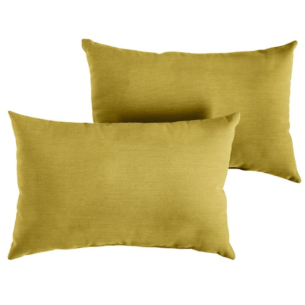 SORRA HOME Sunbrella Citrus Rectangular Outdoor Knife Edge Lumbar Pillows (2-Pack)
