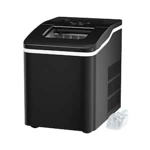 9 in. 26 lb. Portable Ice Maker in Black equipped with an easy control panel and transparent lid
