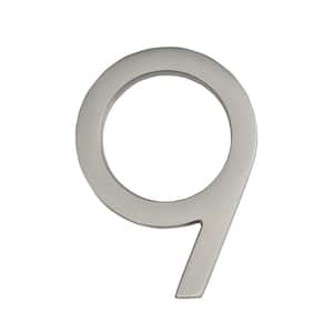 Frank Lloyd Wright Collection 4 in. Wright Satin Nickel Floating House Number 9