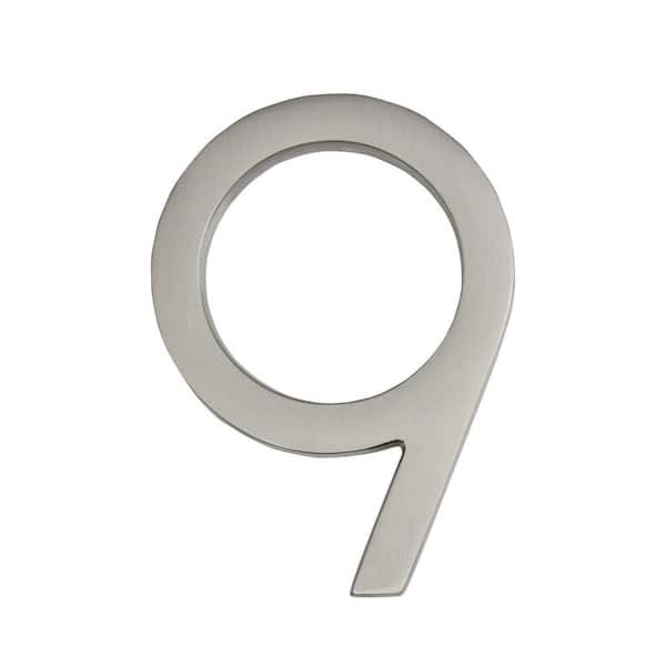 Architectural Mailboxes Frank Lloyd Wright Collection 4 in. Wright Satin Nickel Floating House Number 9