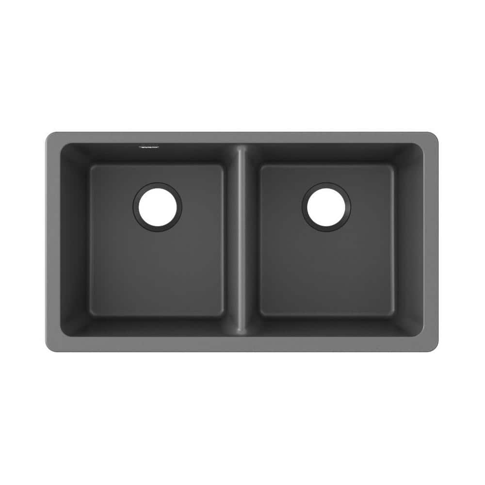 Elkay Quartz Classic 33in. Undermount 2 Bowl Dusk Gray Granite/Quartz Composite Sink Only and No Accessories ELGU3322GY0 Sansujyuku sansujyuku.com