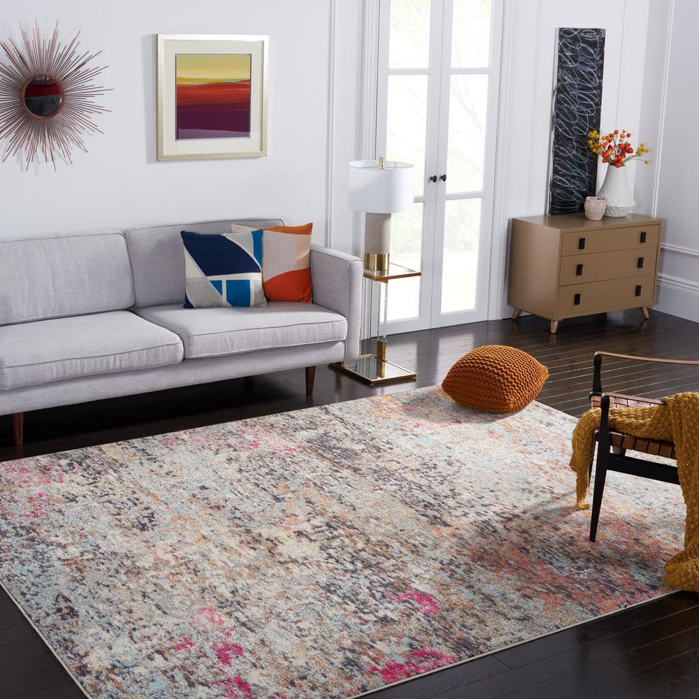 Black Synthetic Flat Woven Non-slip Square Rug