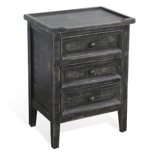 Benjara 19 in. Black Rectangular Wooden Top End Table