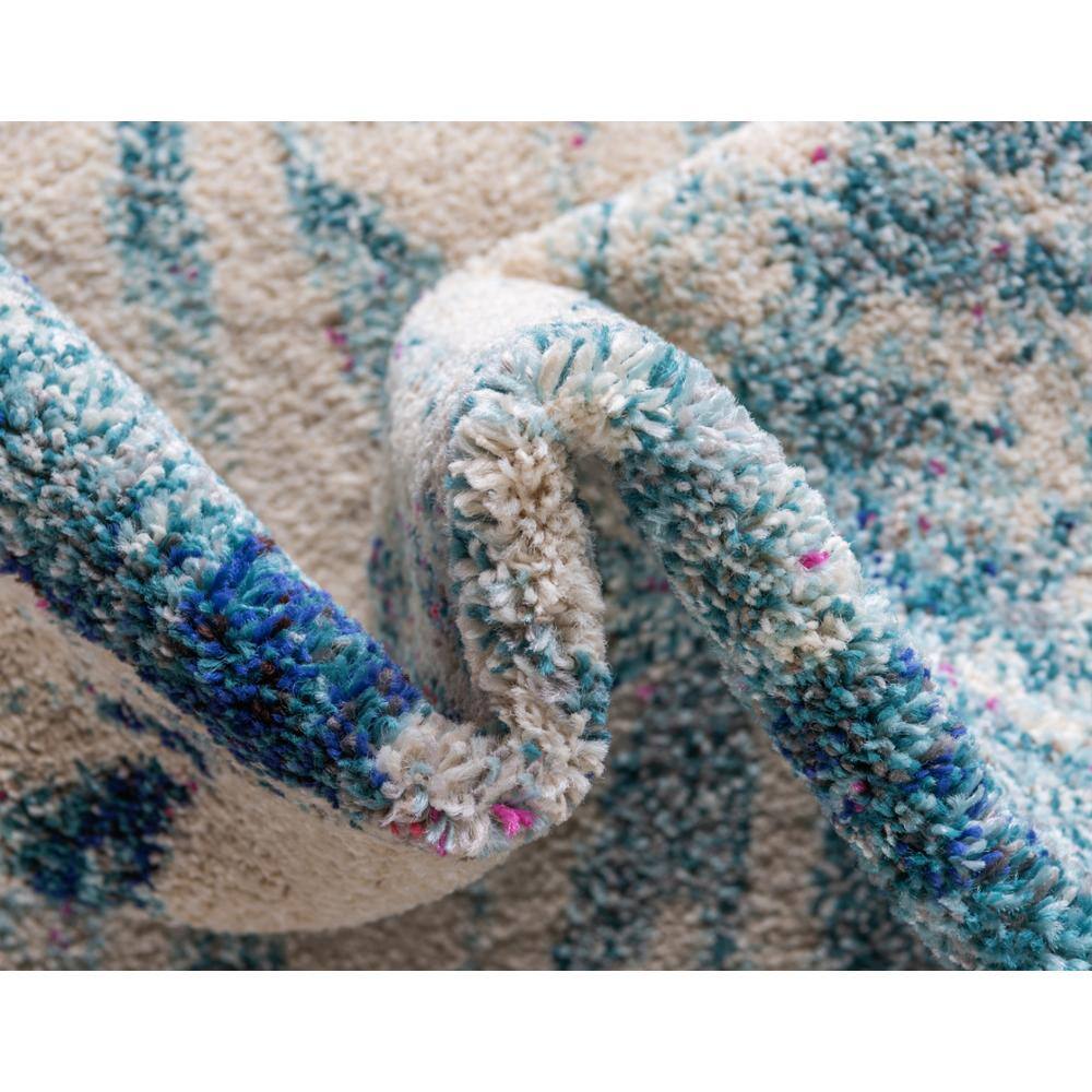Light Blue Coastal Coral Pattern Synthetic Area Rug, 8' x 10'