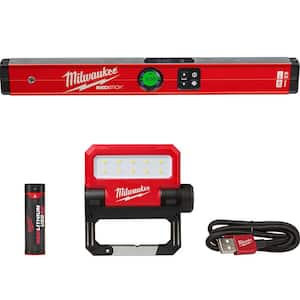 24 in. REDSTICK Digital Box Level with Pin-Point Measurement Technology and 550 Lumens LED Rechargeable Flood Light