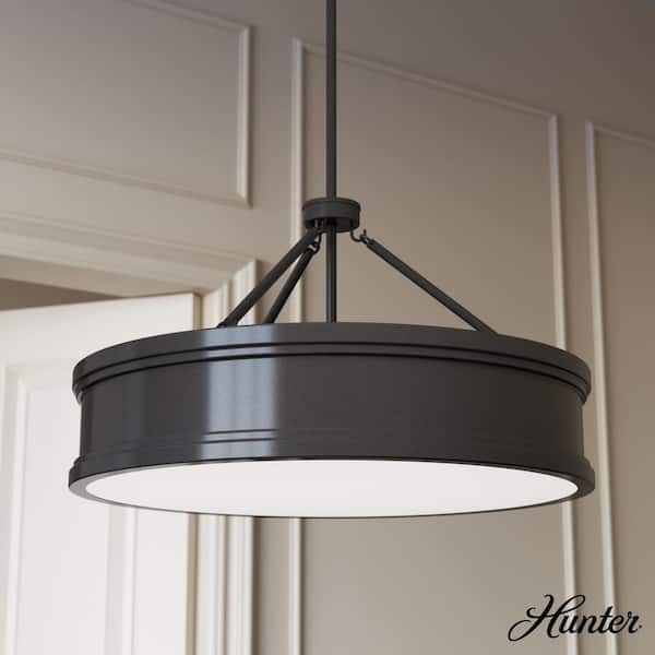 Hunter Capshaw 6-Light Noble Bronze Island Pendant Light with Cased White Glass Shade