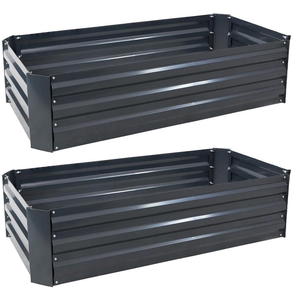 Dark Gray Galvanized Steel Raised Garden Beds for Plants and Vegetables