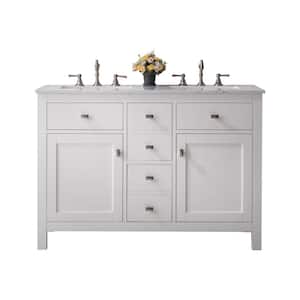 Artemis 44 in. W X 22 in. D X 34 in. H Double Bath Vanity in White with Quartz Top with White Sinks