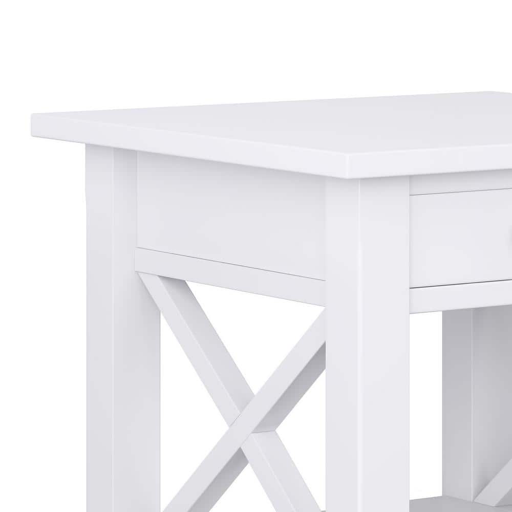 Kitchener Contemporary White Solid Wood Square End Table with Storage