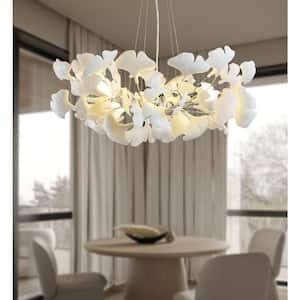 6 Light Silver Chandelier, Luxury Ginkgo Branch Chandelier for Living Room, Dining Room, Foyer, Kitchen Island-L31 in.