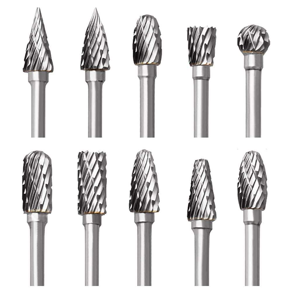 10pcs Tungsten Carbide Rotary Burr Set Double Cut Carving Bits 1/8 Inch Shank for Engraving Drilling Steel Metal price history on PriceWatchPro
