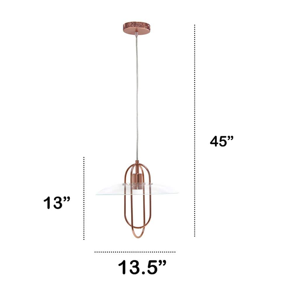 Elegant Elongated Pendant in Rose Gold with Chic Glass Shade