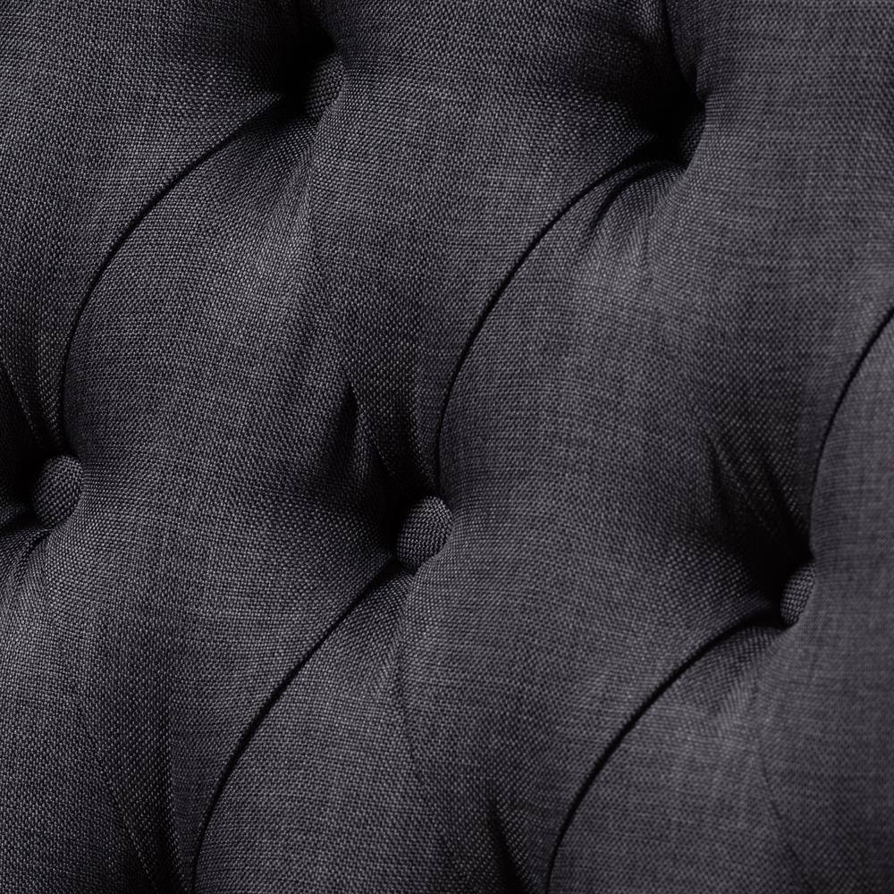 Vincent Dark Gray Linen Button-Tufted Accent Chair with Wood Legs