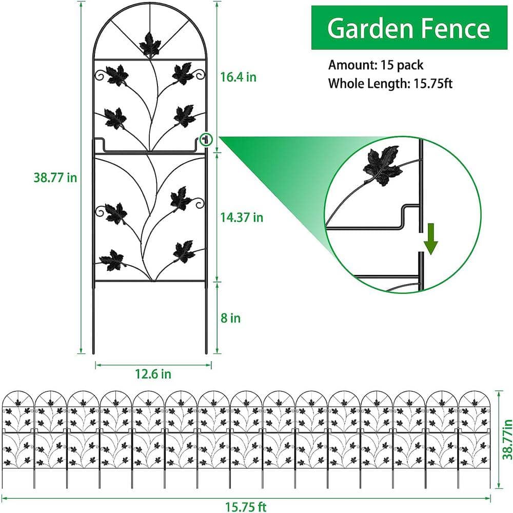 Black Metal Decorative Garden Border Fence Panels
