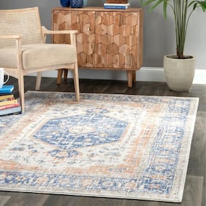 Jacquie Vintage Floral Blue Doormat 2 ft. x 3 ft.  Accent Rug