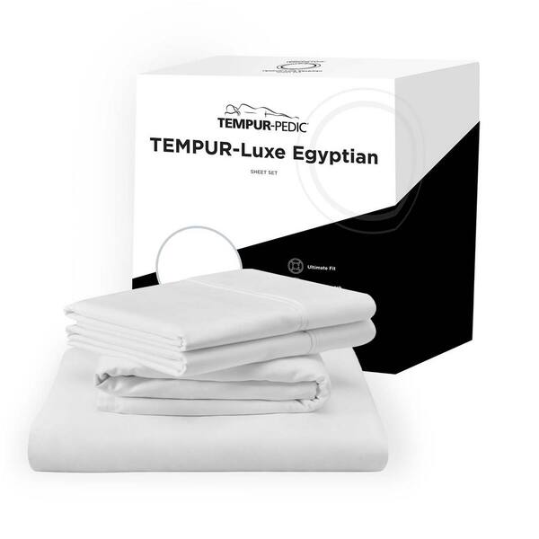 TEMPUR-PEDIC Tempur Luxe Egyptian Cotton White Split-King Sheet Set  40101193 - The Home Depot