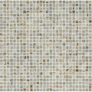 Ivory 12 in. x 12 in. Polished Glass Patterned Look Wall Tile (20 sq. ft./Case)