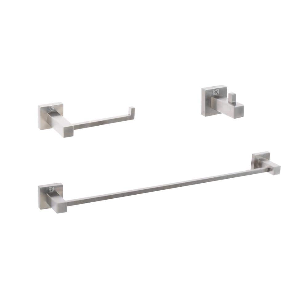 Timeless Home 3-Piece Bath Hardware Set with Mounting Hardware in Brushed N