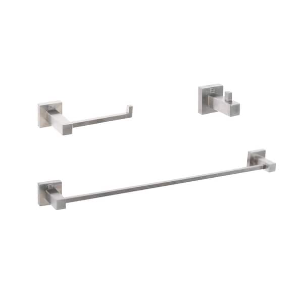 Unbranded Timeless Home 3-Piece Bath Hardware Set with Mounting Hardware in Brushed Nickel