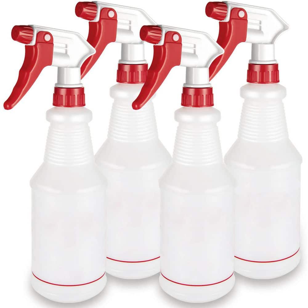 24 Oz. Plastic Spray Bottle 4-Pack with Adjustable Nozzle, Leak Proof, Chem