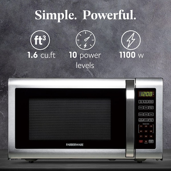 1.6 cu. ft. 1100-Watt Countertop Microwave Oven in Stainless Steel