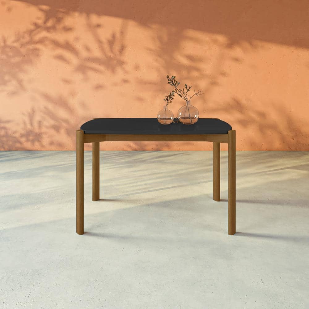 Matte Black MDF and Eucalyptus Wood Dining Table