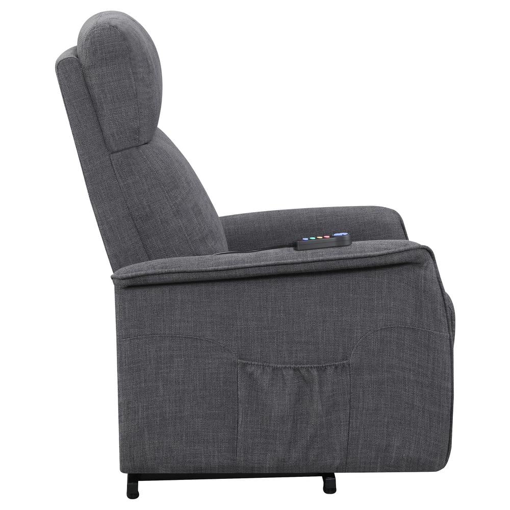 Gray Microfiber Power Lift Recliner with Massage Function