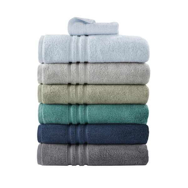 White Classic Luxury Green Bath Towel Set - Combed Cotton Hotel Quality  Absorben