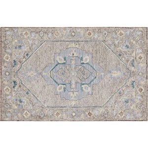 D1715 Beige 5 ft. x 8 ft. Hand Tufted Persian Transitional Wool Area Rug