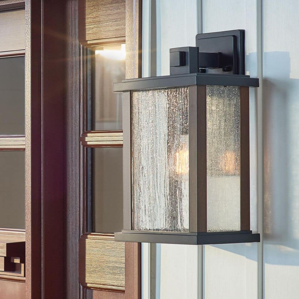 KICHLER Marimount 17 in. 1-Light Black Outdoor Hardwired Wall