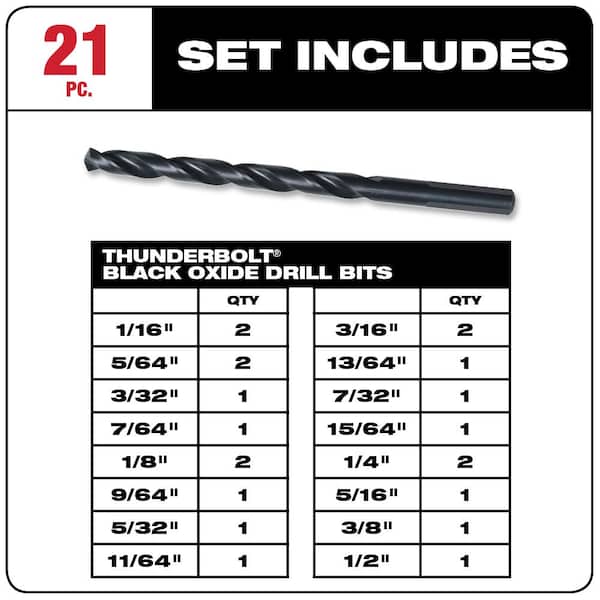 Milwaukee 48-89-1121 21 Piece Thunderbolt Black and Bronze Drill Bit Set NEW