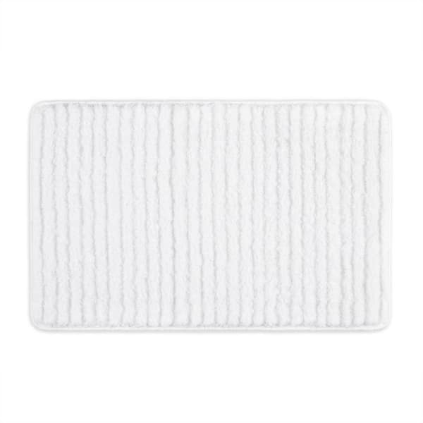 Home Dynamix Ombre Element White/Ivory 20 in. x 32 in. Polyester Stripe Plush Bath Mat