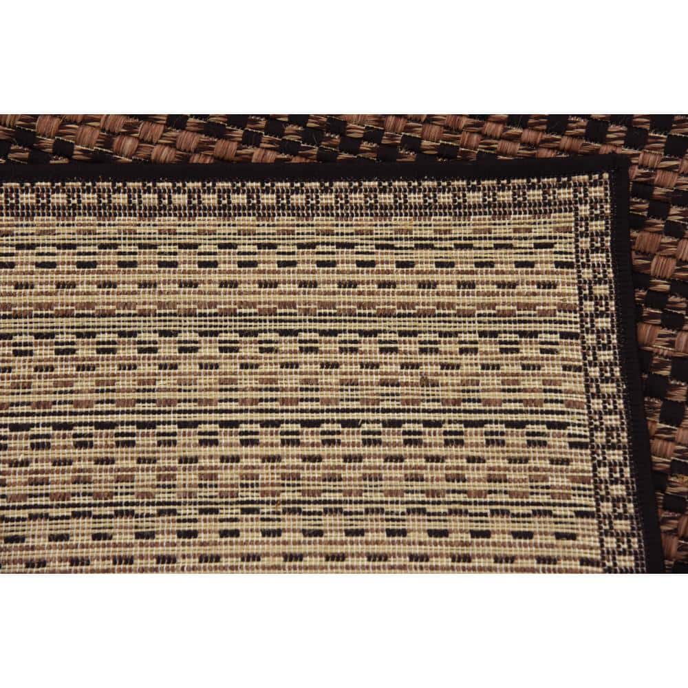 2'2" x 6' Black and Brown Synthetic Stripe Runner Rug