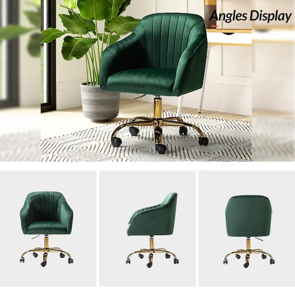 JAYDEN CREATION Jacinda Modern Green Velvet Swivel and Adjustable